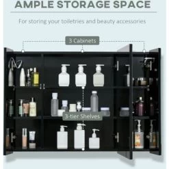 Kleankin LED Bathroom Mirror Cabinet With Shelves Wall Mount High Gloss Black 10 Kleankin LED Bathroom Mirror Cabinet With Shelves Wall Mount High Gloss Black -Comfort Bathroom Store 65852274 4