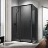 ELEGANT 1200mm Shower Cabin Black Sliding Door 760mm Shower Screen Panel 8mm Nano Glass Wet Room With Shower Base Tray 1200x760mm And Waste Trap -Comfort Bathroom Store 65918094 1