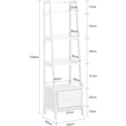 SoBuy 4-Tiers Ladder Storage Bookcases And Shelving Unit With Drawer ,FRG116-K-W -Comfort Bathroom Store 6614202 3