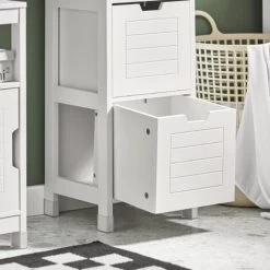 SoBuy Tall Bathroom Storage Cabinet With 3 Shelves And 2 Drawers FRG126-W -Comfort Bathroom Store 6614205 4