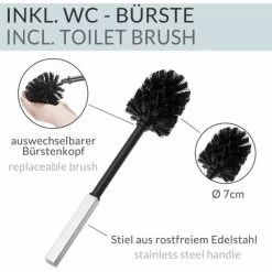 CASARIA WC Toilet Paper Roll Brush Holder Set Bamboo Stand 83 X 24.5 X 20 Cm Freestanding Natural Bathroom -Comfort Bathroom Store 66687641 5