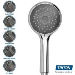 Triton Amore DuElec White 9.5kW Electric Shower LCD Display Dual Rainshower Head -Comfort Bathroom Store 66967063 2
