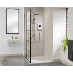 Triton Amore DuElec White 9.5kW Electric Shower LCD Display Dual Rainshower Head -Comfort Bathroom Store 66967063 3