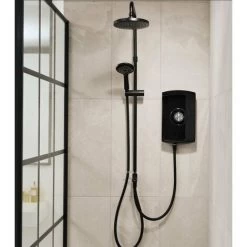 Triton Amore DuElec Black 9.5kW Electric Shower LCD Display Dual Control Head