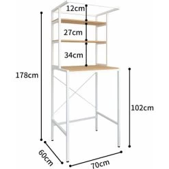 Drum Washing Machine Storage Rack Toilet Bathroom Shelf With Hanging Rod Space-Saving,Multi-Functional,1787060cm,White -Comfort Bathroom Store 67529294 5
