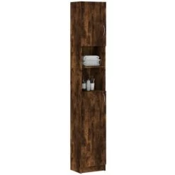 Bathroom Cabinet Smoked Oak 32x25.5x190 Cm Engineered Wood VidaXL -Comfort Bathroom Store 67537268 4