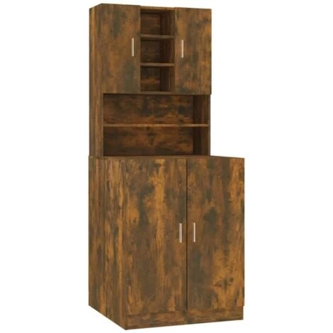 Washing Machine Cabinet Smoked Oak Engineered Wood VidaXL 3 Washing Machine Cabinet Smoked Oak Engineered Wood VidaXL