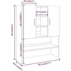 Washing Machine Cabinet Smoked Oak Engineered Wood VidaXL 9 Washing Machine Cabinet Smoked Oak Engineered Wood VidaXL -Comfort Bathroom Store 67537651 3