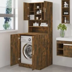 Washing Machine Cabinet Smoked Oak Engineered Wood VidaXL 10 Washing Machine Cabinet Smoked Oak Engineered Wood VidaXL -Comfort Bathroom Store 67537651 4