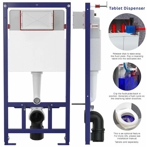 White Square Rimless Wall Hung Toilet & 1.12m Concealed WC Cistern Frame Set - Gloss White Square Plate 5 White Square Rimless Wall Hung Toilet & 1.12m Concealed WC Cistern Frame Set - Gloss White Square Plate - Image 3