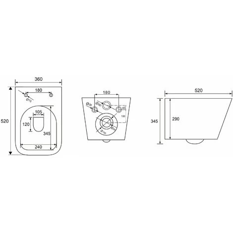 White Square Rimless Wall Hung Toilet & 1.12m Concealed WC Cistern Frame Set - Gloss White Square Plate 6 White Square Rimless Wall Hung Toilet & 1.12m Concealed WC Cistern Frame Set - Gloss White Square Plate - Image 4