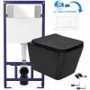Black Square Rimless Wall Hung Toilet & 1.12m Concealed WC Cistern Frame Set - Gloss White Square Plate -Comfort Bathroom Store 67671725 1