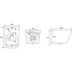 Black Square Rimless Wall Hung Toilet & 1.12m Concealed WC Cistern Frame Set - Gloss White Square Plate -Comfort Bathroom Store 67671725 4