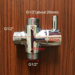 Diverter Valve, Male G1/2 Brass Faucet T Adapter Chrome Bathroom Shower Faucet Accessories Water Diverter 3 Way Male Fill Valve -Comfort Bathroom Store 67923978 5