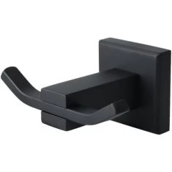 Bathroom Robe Hook Double Wall Mounted Towel/Coat Hook, SUS304 Stainless Steel Matte Black, EG3907F-B