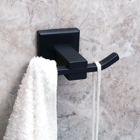 Bathroom Robe Hook Double Wall Mounted Towel/Coat Hook, SUS304 Stainless Steel Matte Black, EG3907F-B 6 Bathroom Robe Hook Double Wall Mounted Towel/Coat Hook, SUS304 Stainless Steel Matte Black, EG3907F-B - Image 4