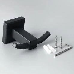 Bathroom Robe Hook Double Wall Mounted Towel/Coat Hook, SUS304 Stainless Steel Matte Black, EG3907F-B 11 Bathroom Robe Hook Double Wall Mounted Towel/Coat Hook, SUS304 Stainless Steel Matte Black, EG3907F-B -Comfort Bathroom Store 67925084 5