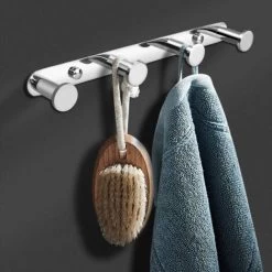 Wall Mounted Towel Hook With Hooks 304 Stainless Steel Wall Mounted Towel Hooks For Bathroom And Kitchen Doors (4 Hooks, Chrome) -Comfort Bathroom Store 67925799 4