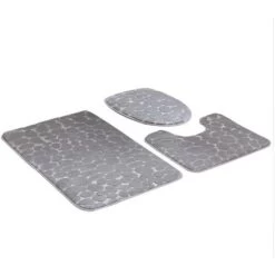 RHAFAYRE 3pcs Memory Foam Bath Mat Pedestal And Bath Mat Shower Mat Bathroom Mat, U-shaped Contour Mat And Toilet Seat Cover(Gray) -Comfort Bathroom Store 68008524 5