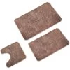 RHAFAYRE Bath Mat Set Of 3 Pieces - 3X Bath Mats (45x45 + 50x80 + 60x100cm) - Non-Slip & Washable Bath Mat - With WC Cutout - Brown -Comfort Bathroom Store 68008527 1