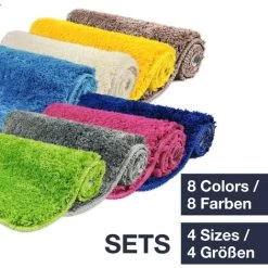 RHAFAYRE Bath Mat Set Of 3 Pieces - 3X Bath Mats (45x45 + 50x80 + 60x100cm) - Non-Slip & Washable Bath Mat - With WC Cutout - Brown -Comfort Bathroom Store 68008527 2