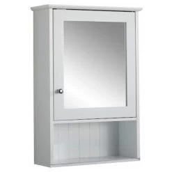 Vale Designs Single Door Bathroom Mirror Cabinet With Shelf White -Comfort Bathroom Store 68089542 4