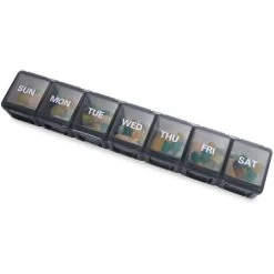 Extra Large Weekly Pill Organizer, XL Daily Pill Cases For Pills/Vitamin/Fish Oil/Supplements (Black) -Comfort Bathroom Store 68107182 3