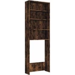 Washing Machine Cabinet Smoked Oak 64x24x190 Cm VidaXL