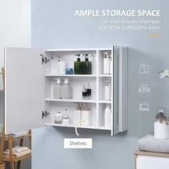 Kleankin LED Illuminated Mirror Cabinet With Lights, Touch Switch, For Bathroom 11 Kleankin LED Illuminated Mirror Cabinet With Lights, Touch Switch, For Bathroom -Comfort Bathroom Store 68960353 5