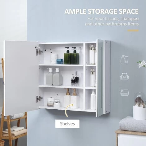 Kleankin LED Illuminated Mirror Cabinet With Lights, Touch Switch, For Bathroom 7 Kleankin LED Illuminated Mirror Cabinet With Lights, Touch Switch, For Bathroom - Image 5