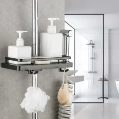 Shower Shelf No Drilling Hanging Shower Shelves Shower Accessory Holders With Two Hooks And Shower Head Hook For Suit [22mm-25mm] Rail, Pack Of Two -Comfort Bathroom Store 69018760 3