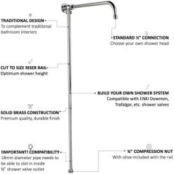ENKI G09 Shower Rigid Riser Rail Traditional Solid Brass Chrome Downton -Comfort Bathroom Store 69286529 4