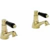 ENKI, Downton, BT0716 Hot And Cold Bath Taps With Black Ceramic Levers English Gold 1 ENKI, Downton, BT0716 Hot And Cold Bath Taps With Black Ceramic Levers English Gold -Comfort Bathroom Store 69286924 1