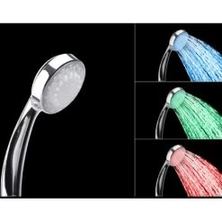 Modern Classic Shower Head Silver Synthetic LED Lights Temperature Sensor LORDAL -Comfort Bathroom Store 6934541 2