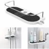No Drilling Shower Shelf For Shower Rail, Aluminum Alloy Adjustable Pole Telescopic Shower Shelf With 2 Towel Hooks, Fits 19mm - 25mm Rail -Comfort Bathroom Store 69594419 1