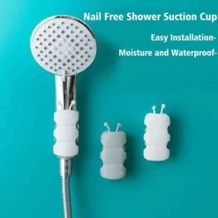 Shower Head Holder, Punch Free Silicone Suction Cup Shower Head Wall Mount Holder No Drill Needed For Marble Glass Metal Ceramic (White) -Comfort Bathroom Store 69623977 3
