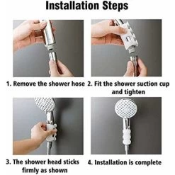 Shower Head Holder, Punch Free Silicone Suction Cup Shower Head Wall Mount Holder No Drill Needed For Marble Glass Metal Ceramic (White) -Comfort Bathroom Store 69623977 5