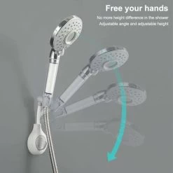 Bathroom Wall Mounted Shower Head Holder 360 Degree Adjustable Self Adhesive Shower Head Holder With Hook Holder, Green -Comfort Bathroom Store 69624392 4