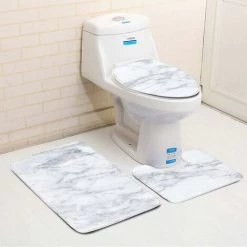 Bath Mat And Toilet Contour Set 3 Set, Marble Pattern Bathroom Set Toilet Contour Mat Covers Toilet Cover 10 Bath Mat And Toilet Contour Set 3 Set, Marble Pattern Bathroom Set Toilet Contour Mat Covers Toilet Cover -Comfort Bathroom Store 69624415 4