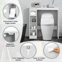Over-The-Toilet Bathroom Storage Cabinet Washing Machine Rack W/ Paper Holder -Comfort Bathroom Store 69634926 3