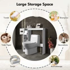 Over-The-Toilet Bathroom Storage Cabinet Washing Machine Rack W/ Paper Holder -Comfort Bathroom Store 69634926 4