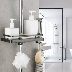 Shower Shelf No Drilling Hanging Shower Shelves Shower Accessory Holders With Two Hooks And Shower Head Hook For Suit [22mm-25mm] Rail, Pack Of Two -Comfort Bathroom Store 69651675 3