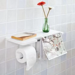 SoBuy Wood Wall Mounted Bathroom Toilet Paper Roll Holder,FRG175-W -Comfort Bathroom Store 6968534 3