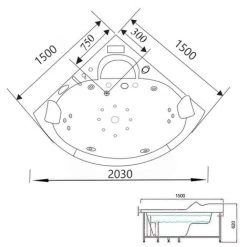 SIMBA WHIRLPOOL BATH TUB SPA CORNER BATH TUB 150 X 150 Cm HOT TUB Mykonos DOUBLE PUMP -Comfort Bathroom Store 7035470 5
