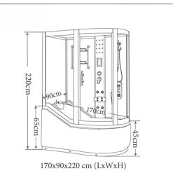SIMBA BATH TUB SPA WHIRLPOOL SHOWER 170 X 90 X H 220 Cm HOT TUB Paradise CHROMOTHERAPY -Comfort Bathroom Store 7035475 5