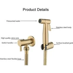 Stainless Steel Toilet Bidet Sprayer, Bidet Sprayer Kit, Faucet Sprayer Toilet Sprayer (Gold) -Comfort Bathroom Store 70367128 2