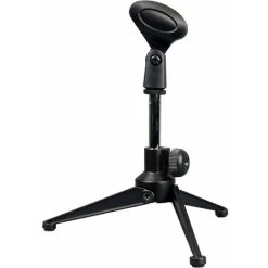 Desk Microphone Stand - Mini Black Tripod Foot Base €“ Adjustable Height