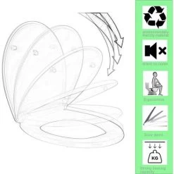 WOLTU Wooden Toilet Seats Soft Close WC Seat Hinge Ideal For Standard Toilet Granite -Comfort Bathroom Store 71153800 5