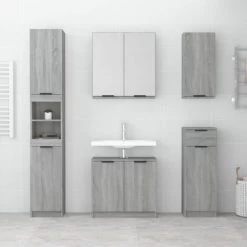 Wall-mounted Bathroom Cabinet Grey Sonoma 32x20x67 Cm VidaXL -Comfort Bathroom Store 71405928 4