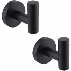Wall Mounted Towel Hook Bathroom Robe Hooks Matte Black SUS304 Stainless Steel Coat Rack Rack Towel Rack Storage 2 Pieces -A